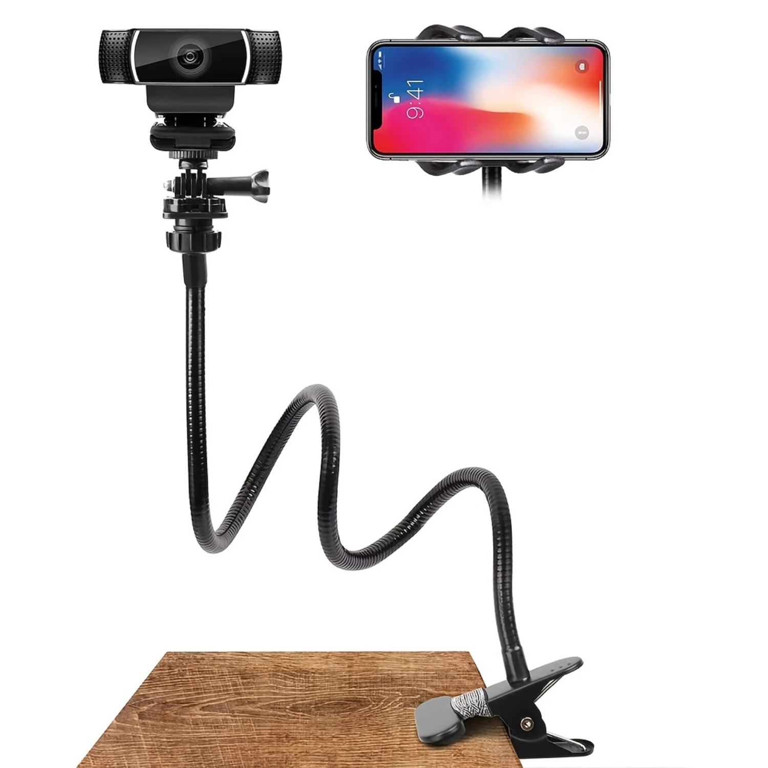 Flexible Desk Mount Clamp Gooseneck Stand For Webcam,GOPPRO,Camera Phone Holder Multifunctional Folding Holder