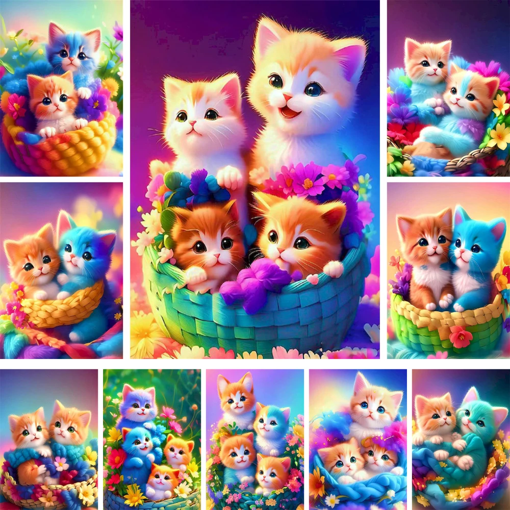 Animal Pet Cat Diamond Painting Punto Croce Decorazione Camera Da Letto Diamond Art Painting Kit Nuovi Kit Punto Croce 2023 Madre Bambini