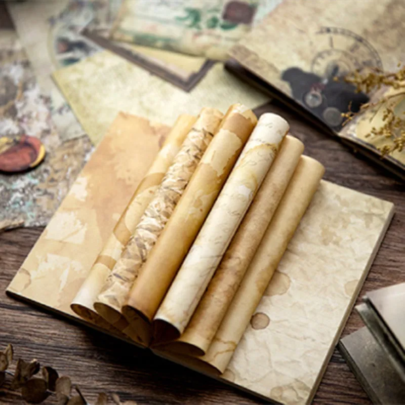 

Retro Large Coffee Traces Book Page Material Paper Flower Old Book Text Plants Newspaper Decorative Material Paper Scrapbooking