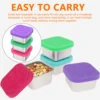 4Pcs 2/6oz Snack Container Stainless Steel Salad Box with Silicone Lids Leakproof Portable Stackable Dressing Food Storage Box 2