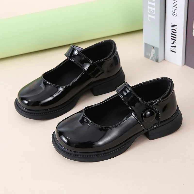 Wednesday Shoes Cosplay Baby Girl Lmitation Leather Adams Shoes New Black Children Cosplay Princess 2-16 Years leather shoes girls shoes