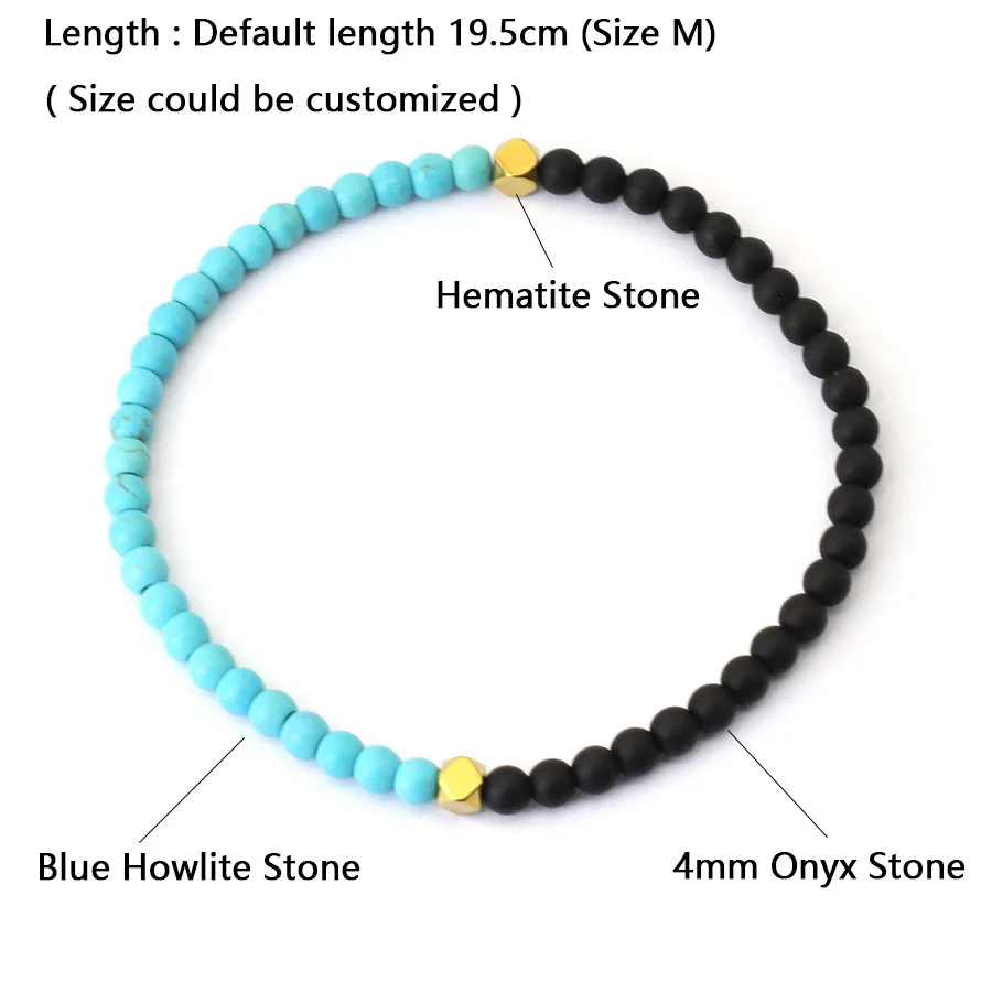 Men Bicolor YingYang Stone Bracelet Meditation Jewelry