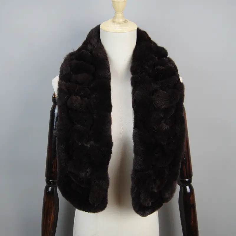 2026 New Arrivals Women Real Rex Rabbit Fur Scarf Lady Fashion Knitted Warm Soft Winter 100% Natural Real Rex Rabbit Fur Muffler - Image 24