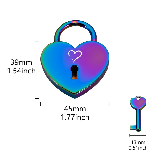 Personalized Couples Rainbow Heart Padlock Engraved Name Date Love Lock with Key for Her Him Valentine's Day Anniversary Gifts 6
