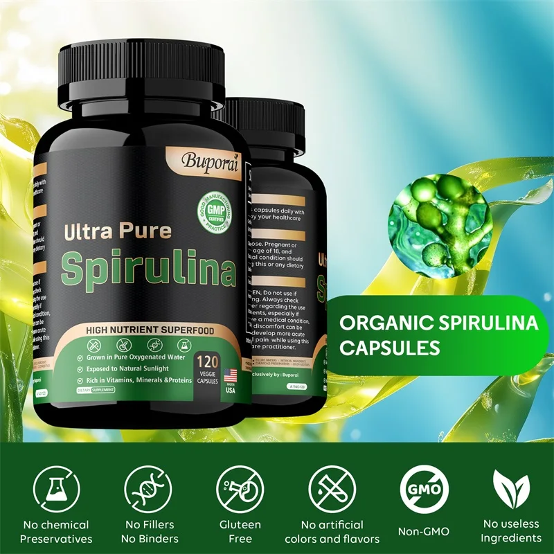 Organic Spirulina Detoxification Immune System Cardiovascular Antioxidant Improve Digestive Health