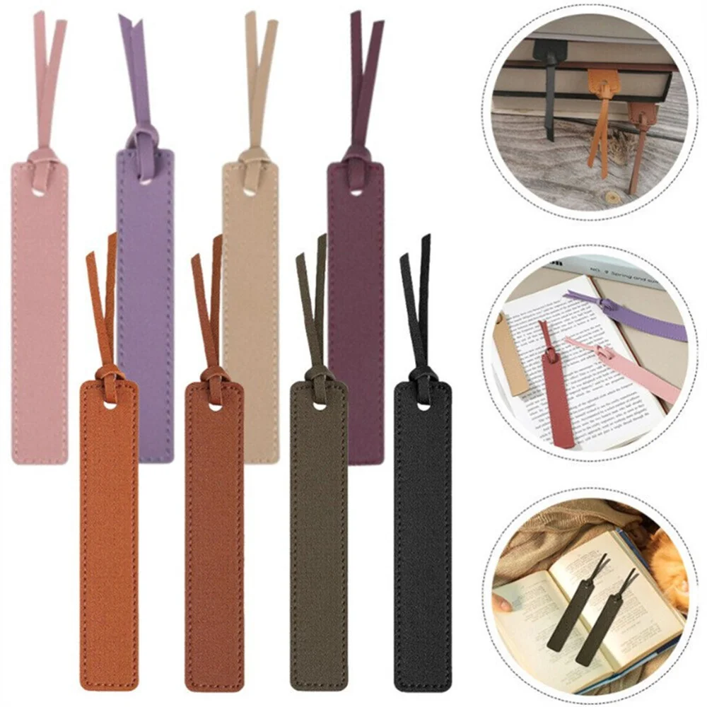 Pu Leather bookmarks stationery supplies leather bookmarks Multi-Color Sewn Book Mark Page Holder Divide Tags Reading Book Clip Student Stationery Accessories