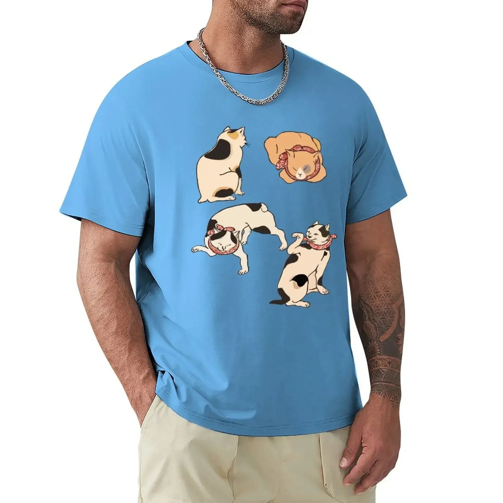 

Four Japanese Cat Poses T-Shirt Blouse customs design your own plus size tops plain t shirts men
