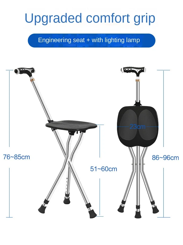 

YY Folding Non-Slip Cane Crutch Bench with Stool Elderly Seat Can Sit Lightweight