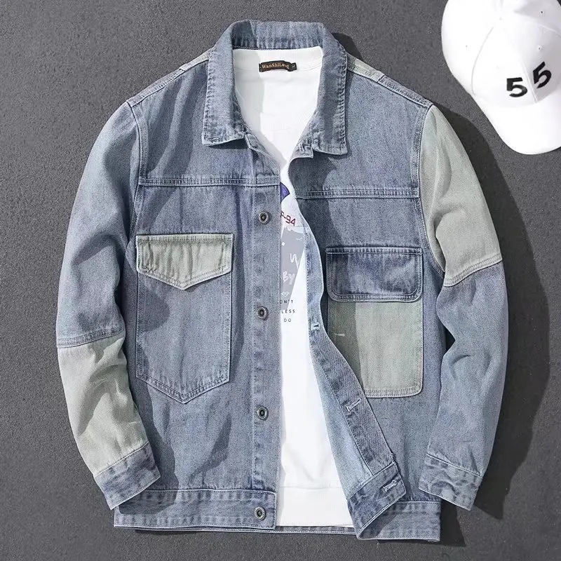 2023 Men's Casual Oversize Denim Jacket Korean Streetwear Men Jeans Jacket Coats Casual Windbreaker Overalls Coat Outwear S-4XL