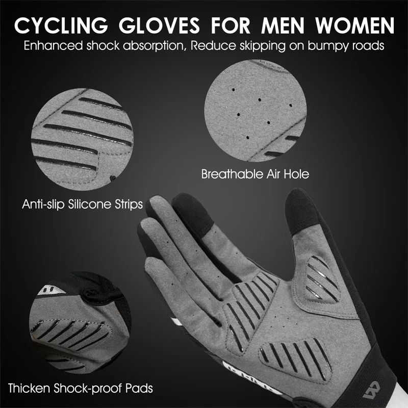 WEST BIKING Mountain Bike Full Finger Glove Non-slip Shockproof Touch Glove Golf Cycling Crossfit Motorcycle Mitts Spring Autumn 5