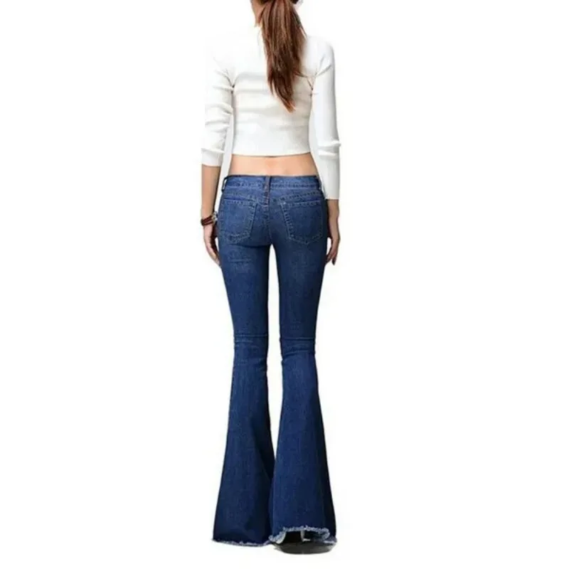 Women\'s Elegant Fashion High Waist Boot Cut Jeans Stretch Bell-Bottom Flare Denim Jeans Casual Wide Leg Pants Trousers Bottoms