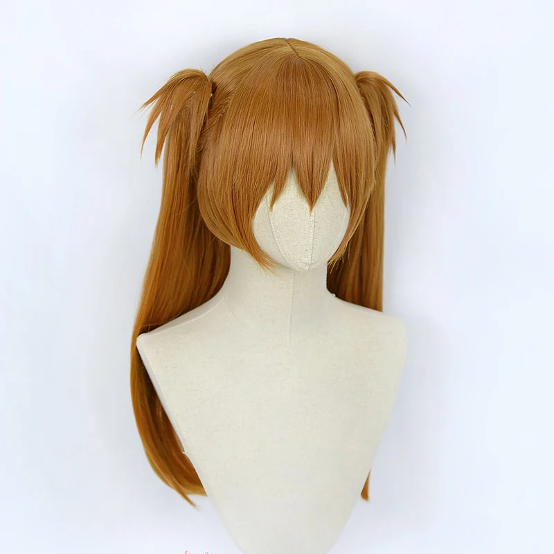 EVA Asuka Langley Soryu Anime cosplay Wig Wig Cap 2 Ponytail Clips Heat Resistant Synthetic Hair