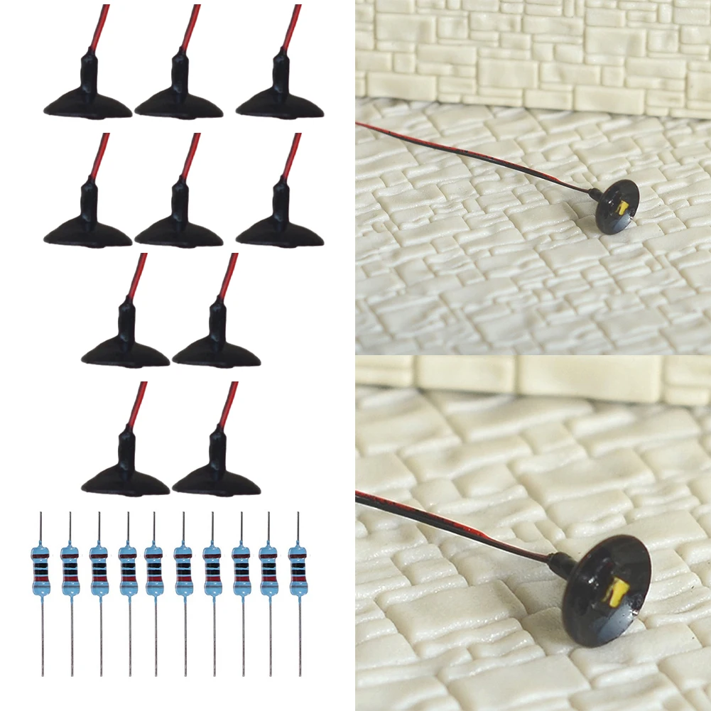 10Pcs OO / HO 규모 거리 브래킷 조명 모델 벽 램프 게시물 LED 천장 조명 회색 건물 페인트 라이트 하우스 정원 장식