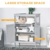 Kleankin Freestanding Modern Bathroom Storage Cabinet, with Doors and Open Shelf, Bathroom Organizer Furniture, Grey 4