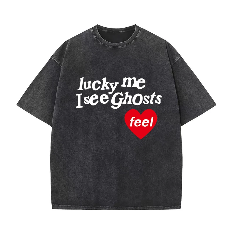 Kanye West Lucky Me I See Ghosts T-shirt Summer Men Woman Cotton
