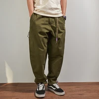Four Seasons Japanese Retro Tapered Casual Pants Men's Fashion 100% Cotton Washed Loose Straight CityBoy American Cargo Trousers 1