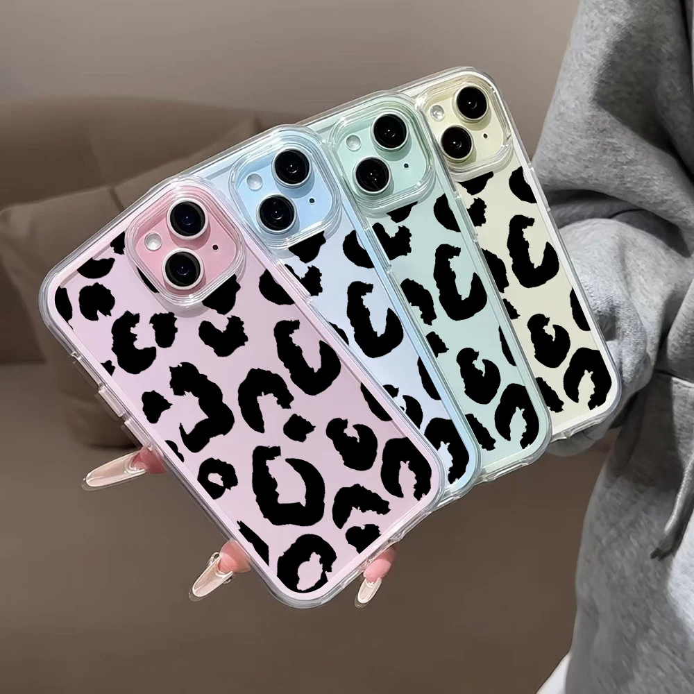 Minimalist Black Leopard Print Clear Phone Case