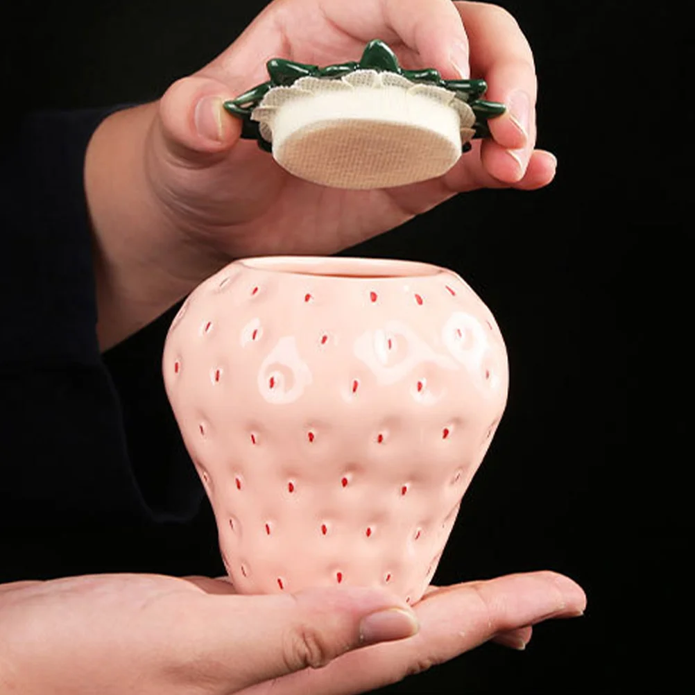 

Strawberry Shaped Canister Ceramic Jars Cookie Jar Container Vase Tea Canister Seasoning Jar Sugar Bowl Lid Kitchen Storage Pink