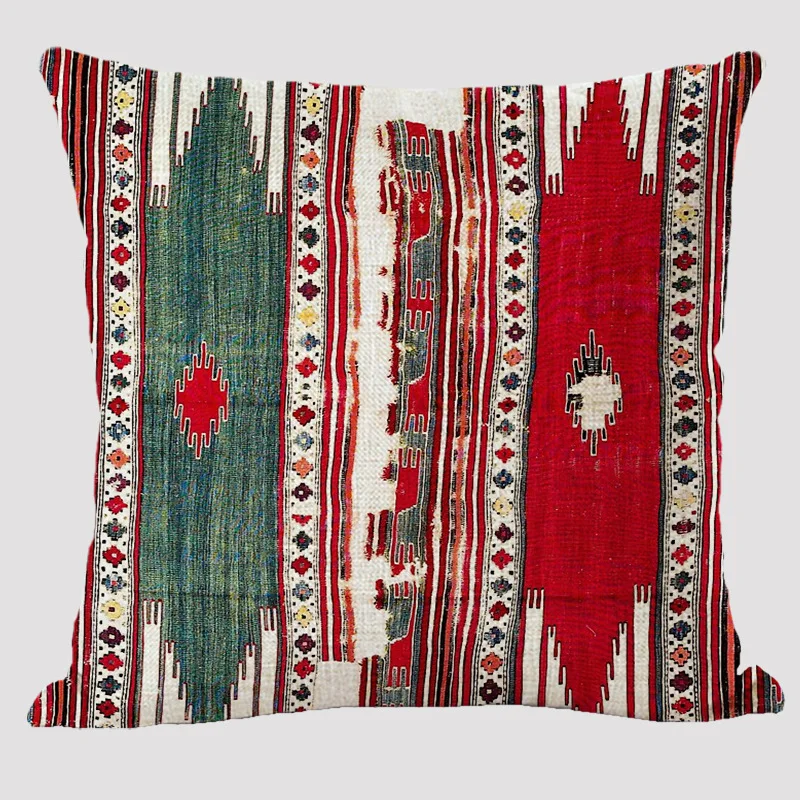 Bohemian Patterns Linen Cushions Case Multicolors Abstract Ethnic Geometry Print Decorative Pillows Case Living Room Sofa Pillow 