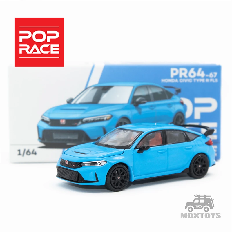 Pop Race 1:64 Honda Civic Fl5 Boost Blue Pearl Diecast Model Car