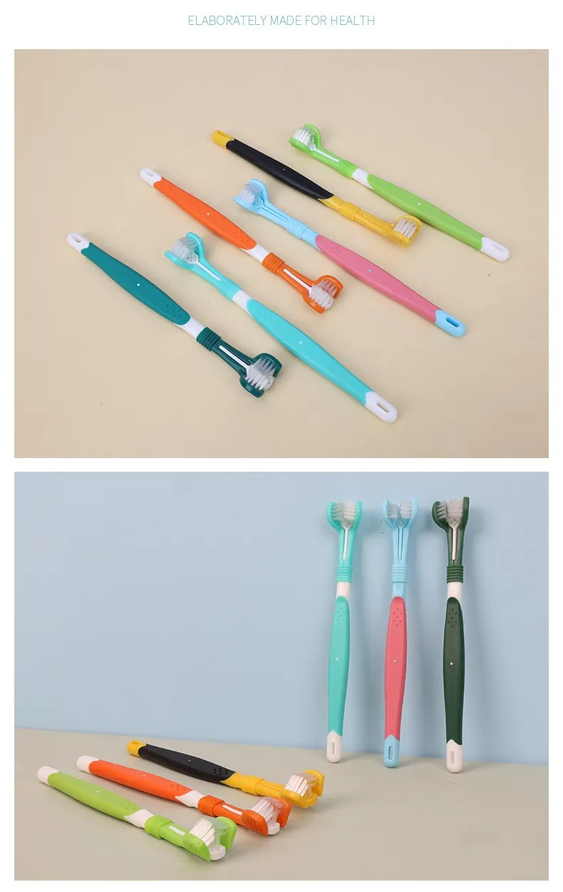 Title 2, Dog Toothbrush Three Sided Pet Toothbrush Oral ...