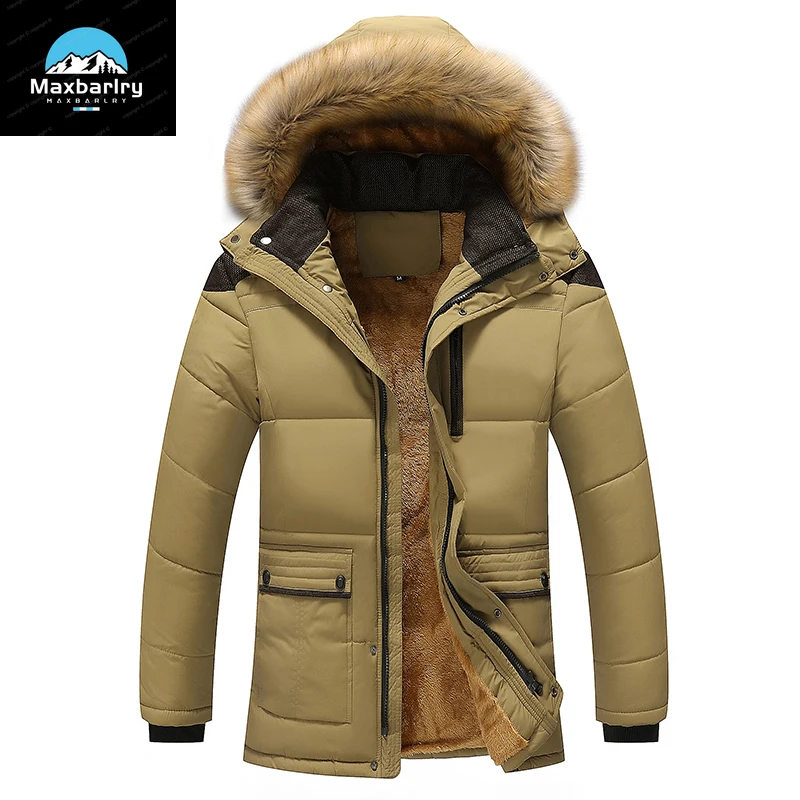 Winter Men's Jacket Outdoor Fleece Lining Thickened Warm Jacket Men's Size 5Xl Windproof Moisture-proof Outdoor Work Clothes