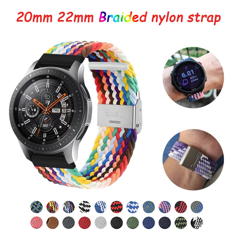 20mm 22mm Band For Samsung Galaxy Watch 4 Nylon Braided Solo Loop Strap
