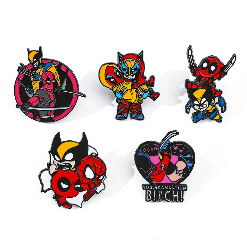 Description Picture 2 of itemSET Brooch Deadpool & Wolverine Metal Badge Cartoon Anime Genre Character Originality Enamel Pin Backpack Accessories Gifts