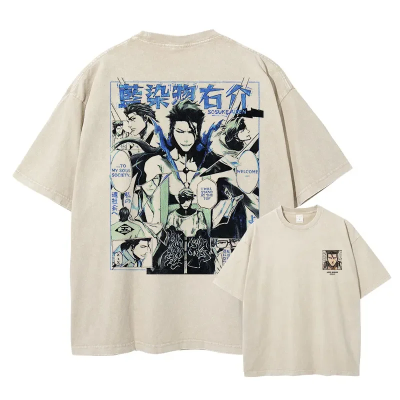 Vintage Anime Washed Oversized T-Shirt - Streetwear Short Sleeve Tee