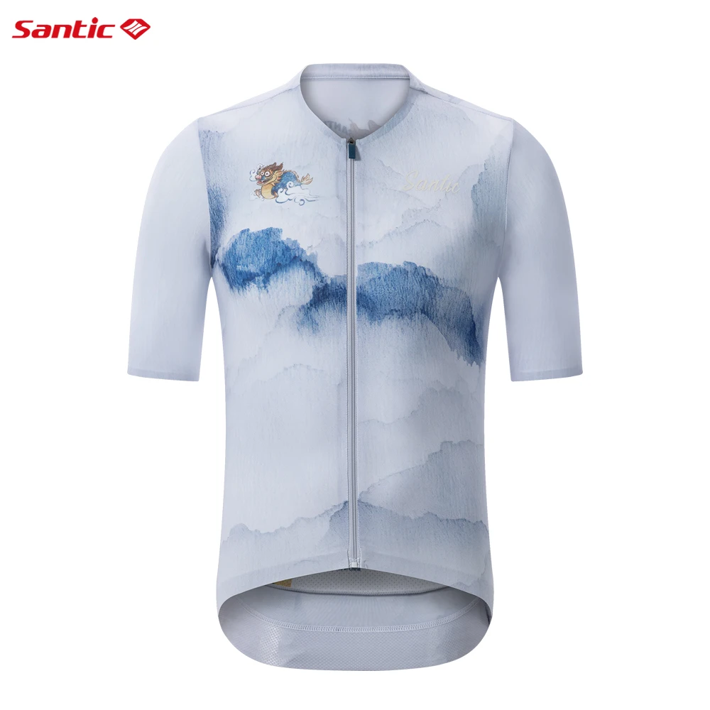 Santic Cycling Jerseys - Maillot de ciclismo de verano para hombre, manga corta, para ciclismo de carretera, protección solar, transpirable, secado rápido