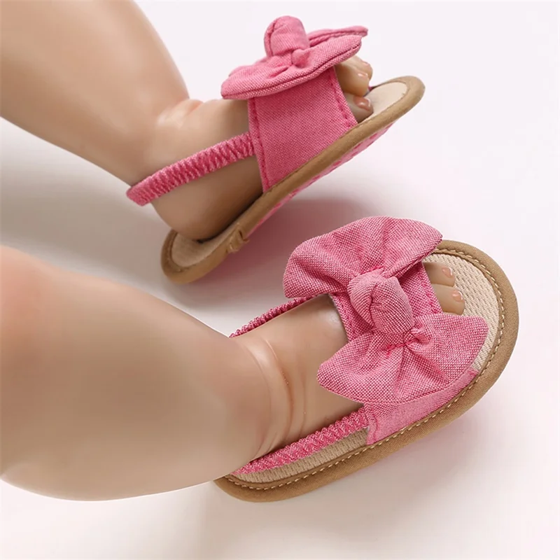 Blotona Baby Girls Bow Knot Sandals, Summer Casual Soft Sole Princess Flat Non-Slip Patchwork Shoes