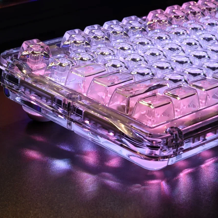 Transparente Ice Crystal Keycaps Faça Você Mesmo Teclado Mecânico Espessado pc Keycaps Alta Translucidez Fesa 114 Chaves sem Gravura