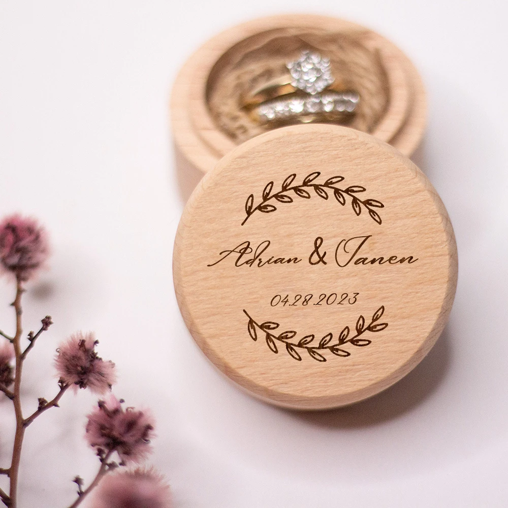 Personalised Wedding Ring Box Custom Wood Ring Box Anniversary Gift