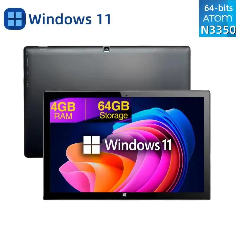 Tablet Windows 11 da 10,1" AR40 Intel Atom N3350 Quad Core Doppia fotocamera 4GB di RAM DDR 64GB di ROM Schermo IPS 1920x1200 Porta Type-C più venduto_voghion.com