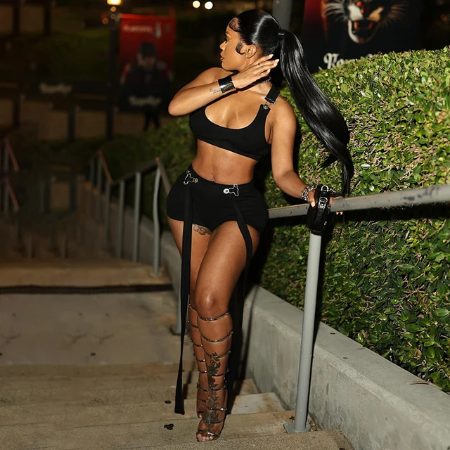 Bridget Pit Stripe Back Strap Buckle Short Set 3