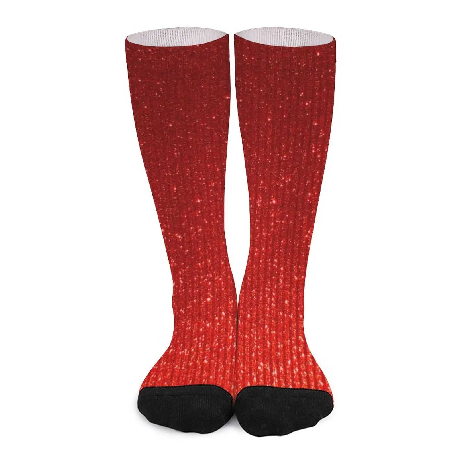 Red Hue Glitter Sparkles Texture Photography Socks retro Christmas