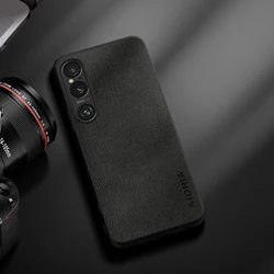 Elegant Lightweight Wood Grain Leather Cover - Durable Protection for Xperia 1 III (Black)