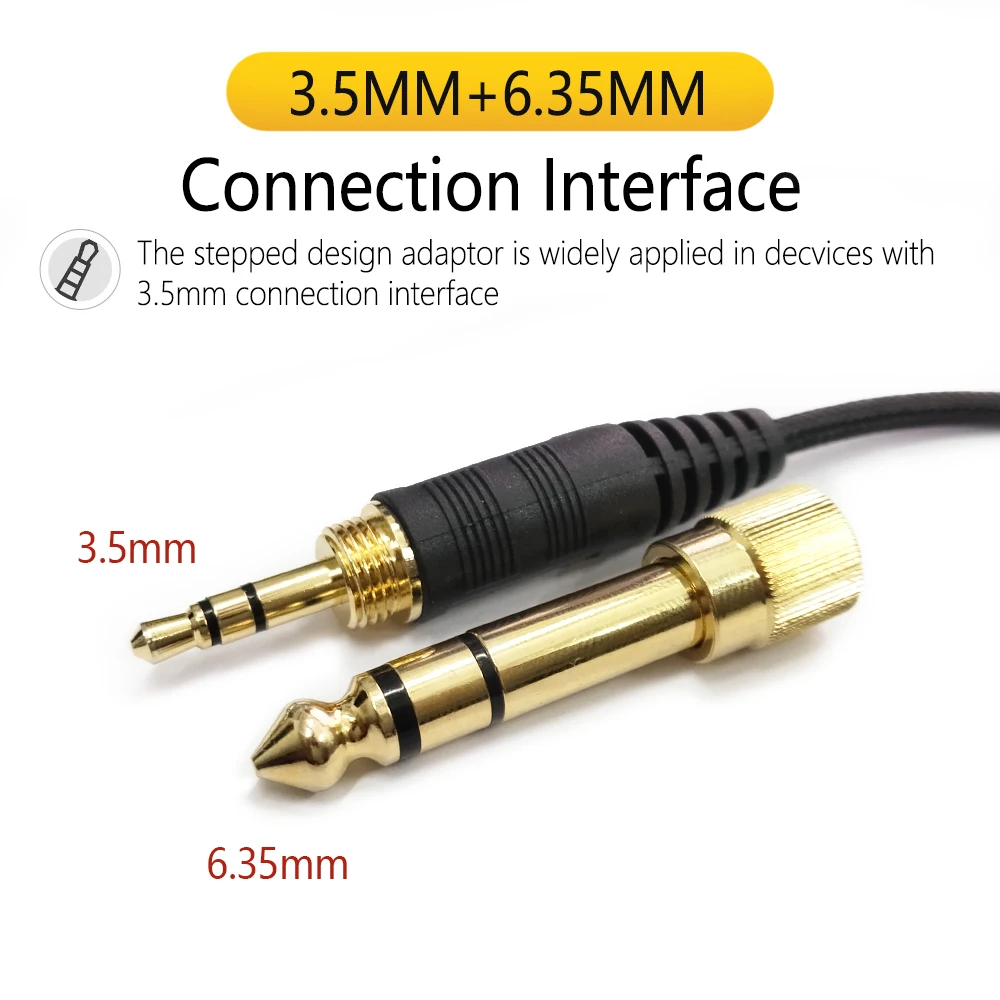 High-extensional Spring Headphone Cable with 3.5MM + 6.35MM to 2.5MM jack for SENNHEISER HD6 HD7 HD8 HD515 HD518 HD558 HD598