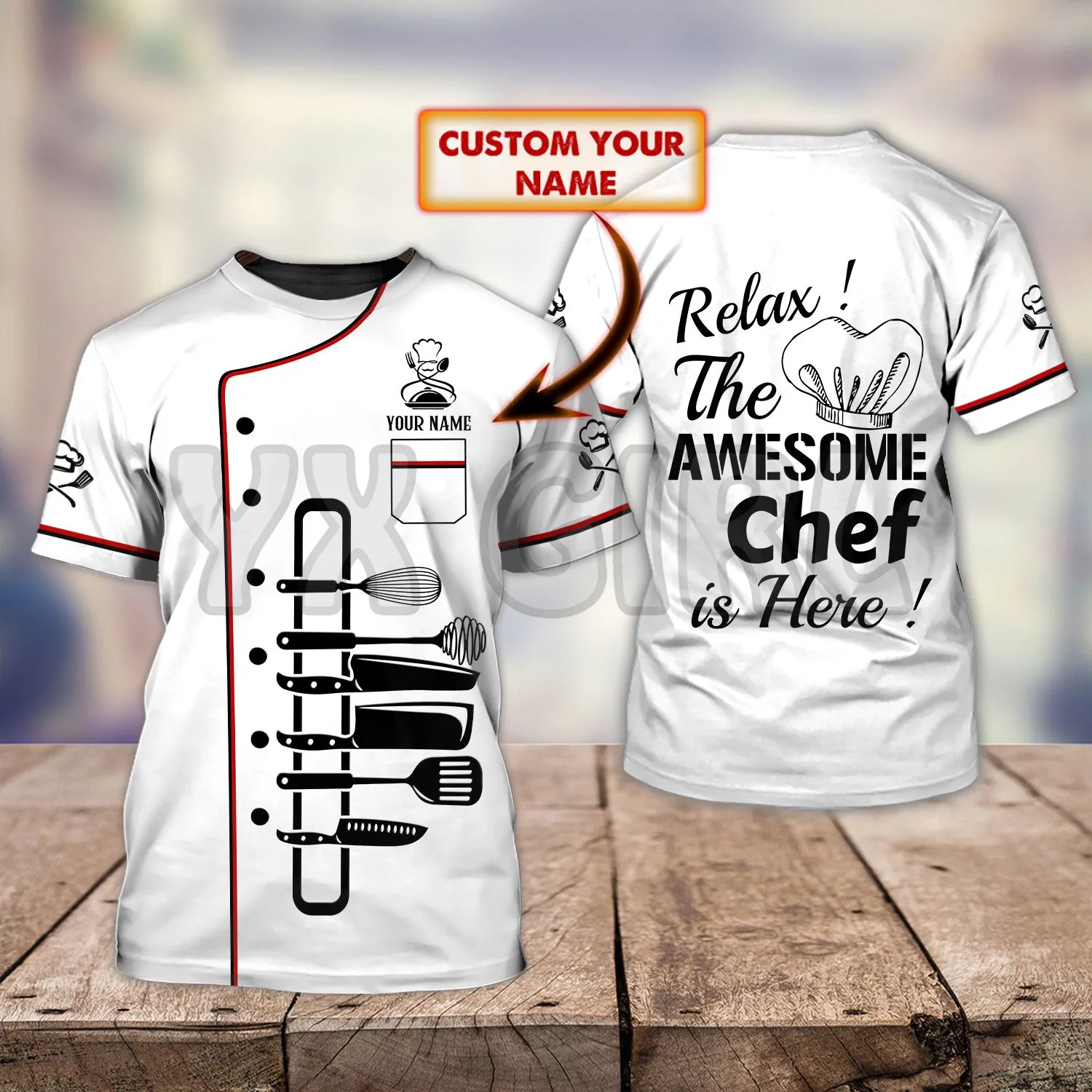 

2022 Summer Fashion Men Women t shirt Chef Custom You Name White 3D All Over Printed T Shirts Tee Tops shirts Unisex Tshirt