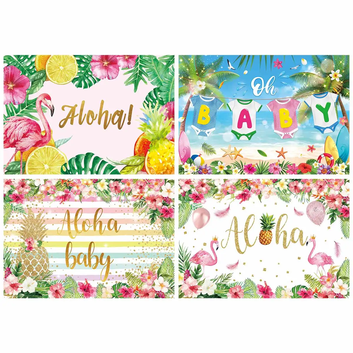 

Allenjoy Aloha Baby Shower фон для фотосъемки с морским летом Фламинго Цветы Детские Вечерние Декорации для дня рождения на заказ