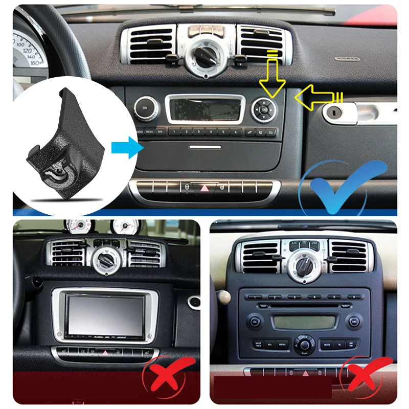Car Interior Mobile Phone Holder phone holder mobile phone holder Radio Navigation Screen Air Outlet Support Gravity Bracket For Smart 450 451 453 Fortwo Forfour
