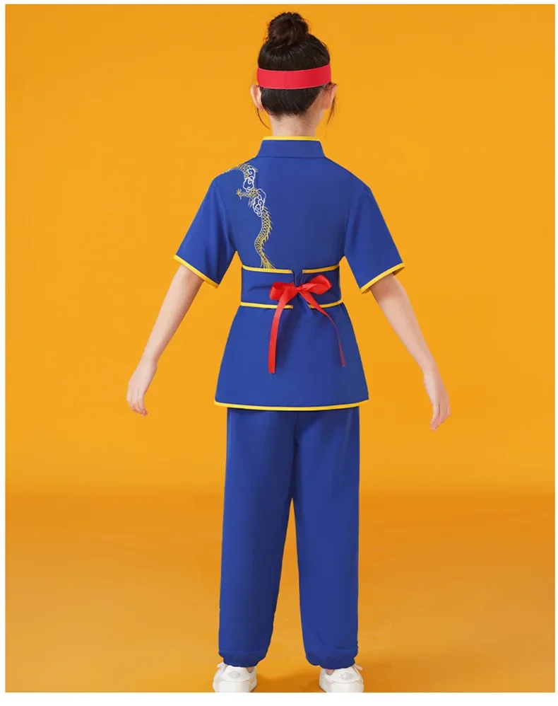 Summer Martial Arts Children's Sets Dragon Wushu Girls Clothing