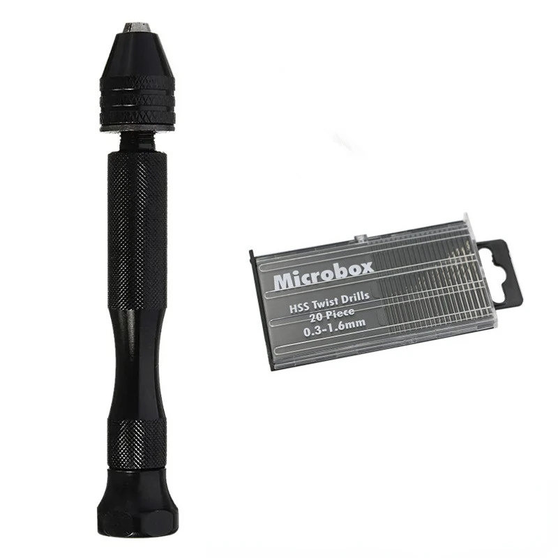 

Mini Micro Aluminum Hand Drill With Keyless Chuck HSS Steel Twist Drill Bit Woodworking Drilling Rotary Tools Hand Drill Manual