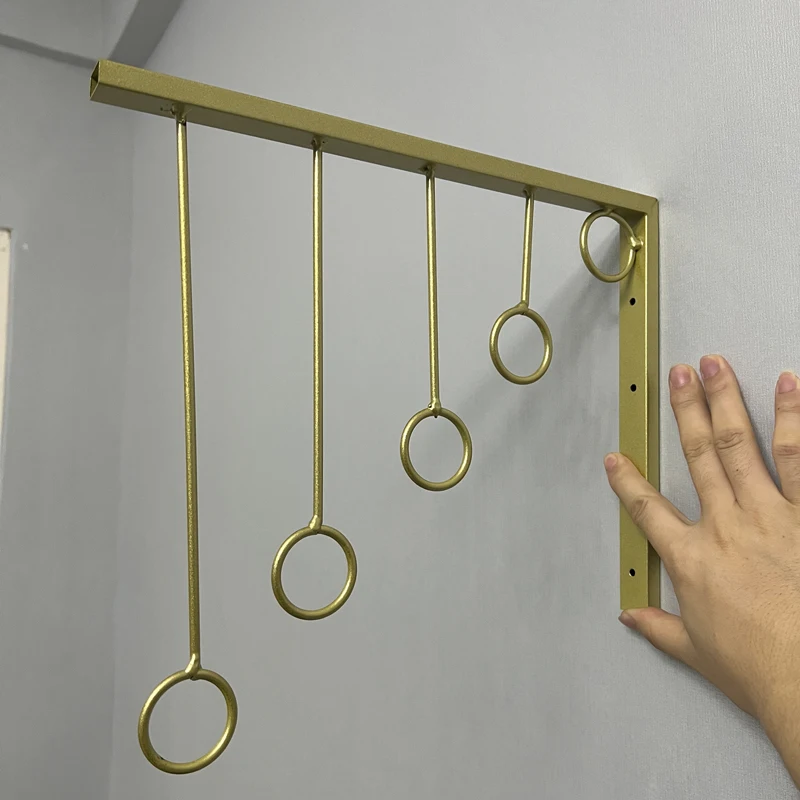Gold Clothing Selling Store Hangers Display Rack Iron Art Shelf Wall Hook Garment Show Save Space Cloakroom Underwear Organizer clothes rack clothes hook