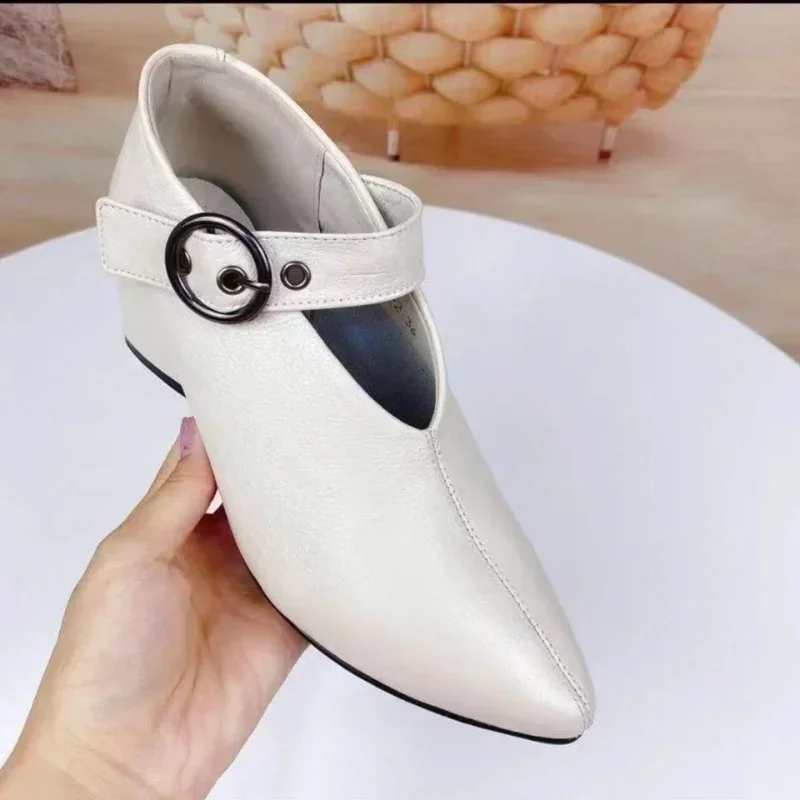 Shoes New Pointed Toe Sexy Chunky Heels Women Shoes Female Retro Belt buckle Black High Heels Shoes chaussure femme 2024 6
