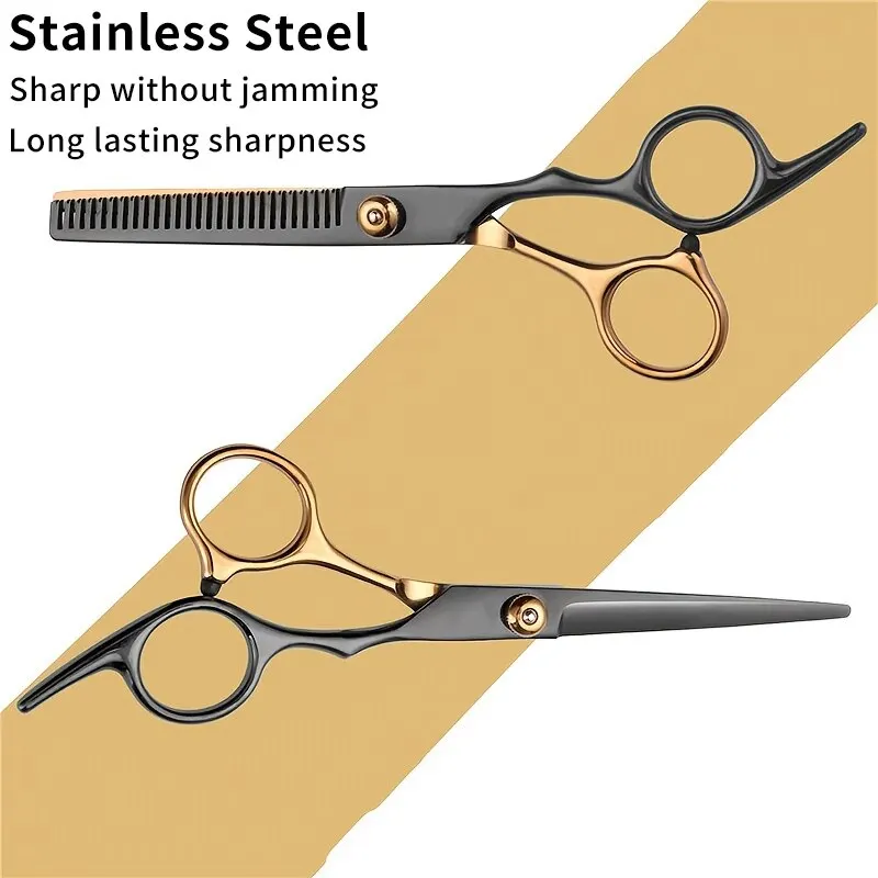Hair Cutting Scissors Professional Home Barber/Salon Thinning Stainless Steel Hairdressing Black Golden