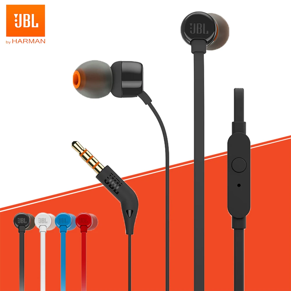 Original Jbl T110 3.5mm Wired Earphones Tune110 Stereo Deep Bass