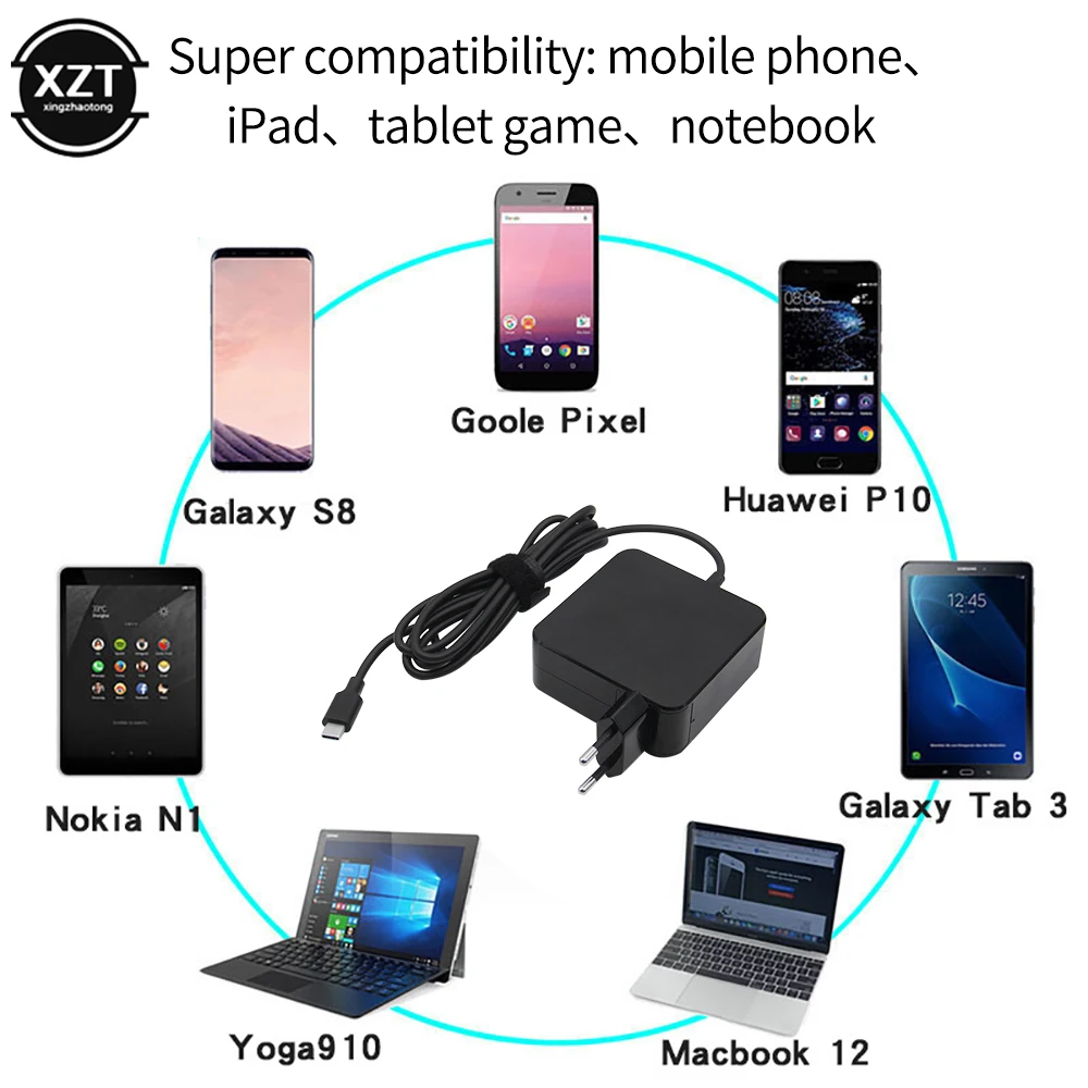 Laptop Charger 65W 45W 20V 3.25A Type C PD Fast Charger Phone Power Adapter For MacBook ASUS ZenBook Lenovo Dell Xiaomi Air HP