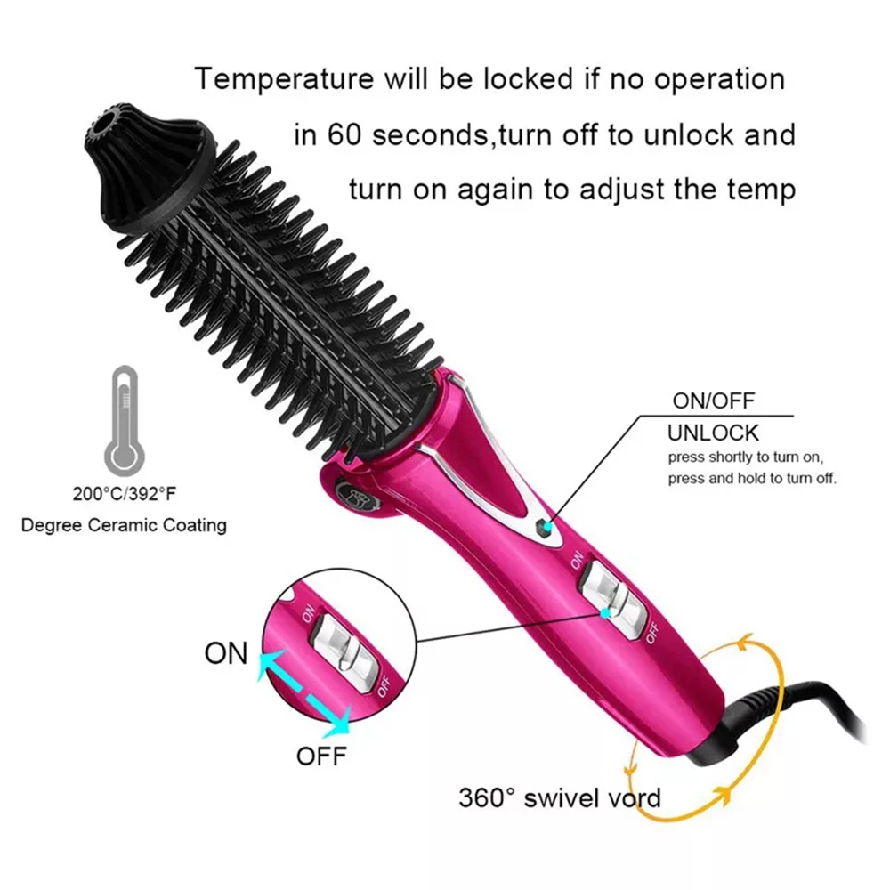 Folded Hair Curler Brush Barrel Curling Iron Wand Mini Foldable Handle Hot Comb Rollers Ceramic Electric Round Heated Anti-scald 6