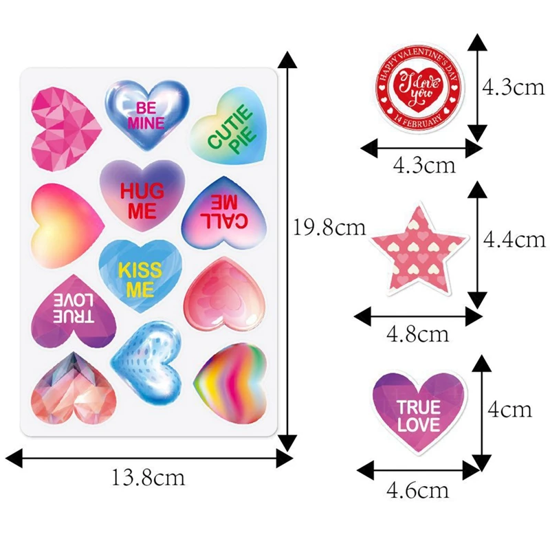 4 Pack Valentine's Day Party Decoration Heart Spiral Tags Valentine's Day Holiday Envelope Gift